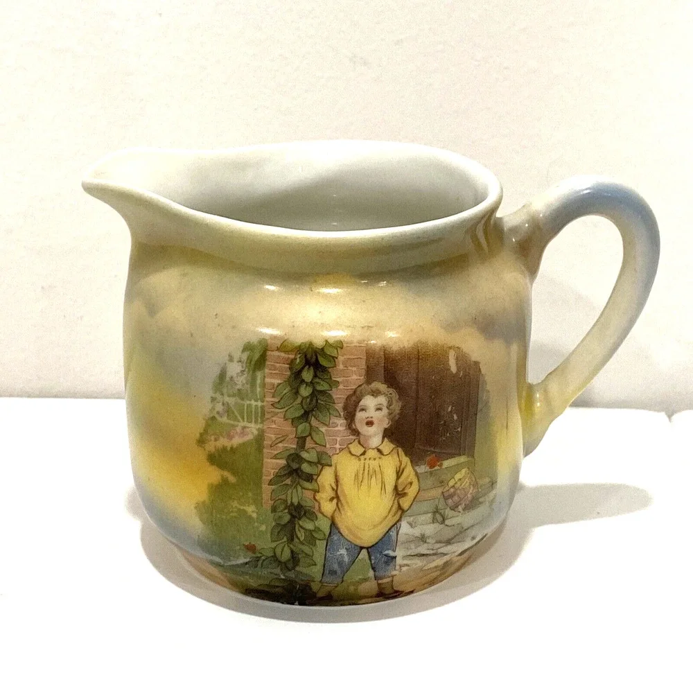 Antique Jack & the Beanstalk creamer 1910's by Three Crown China in Germany